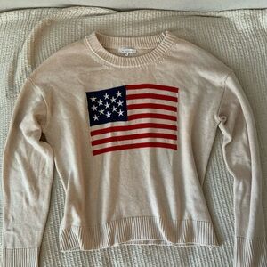 Miracle Cream Knit American Flag Sweater Crewneck Long Sleeve Top Size M/L